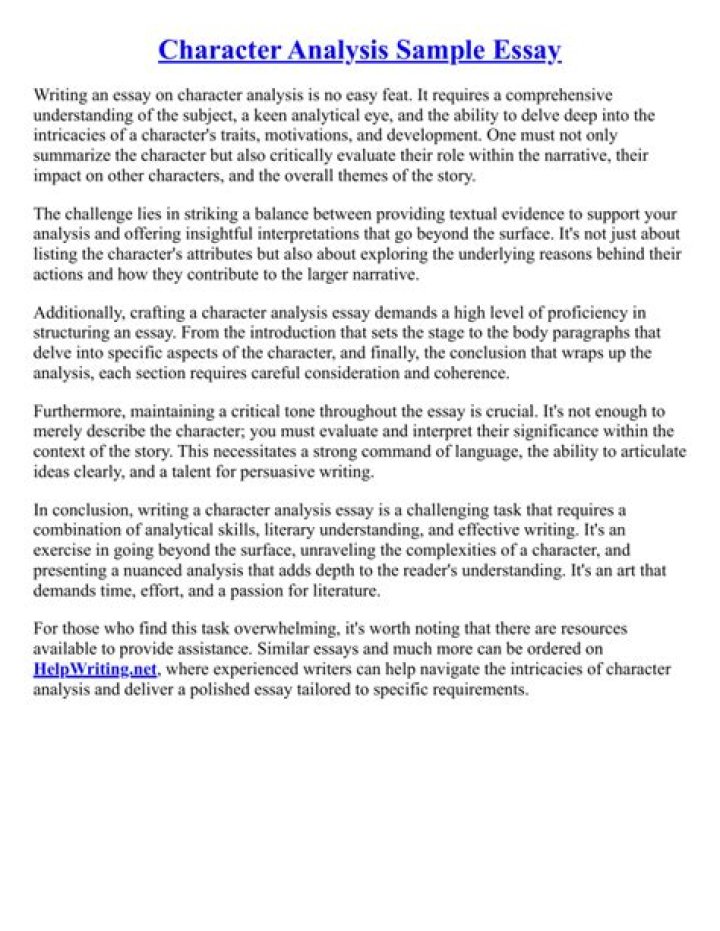 Character Analysis Essay Writing Guide