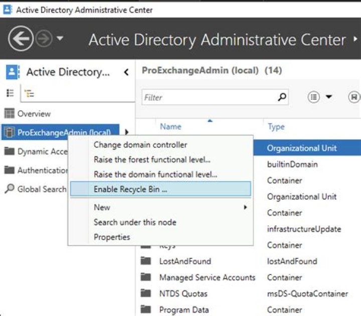 Does Active Directory have a recycle bin