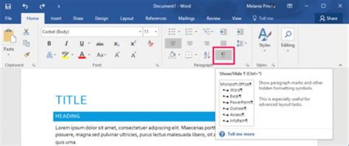 How do I show formatting marks in Word
