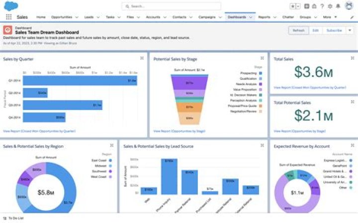 How do I specify dashboard settings in Salesforce report?