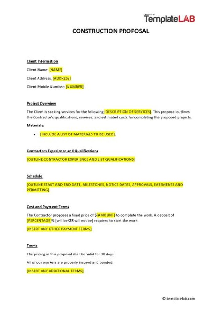 How do I write a contractor proposal?