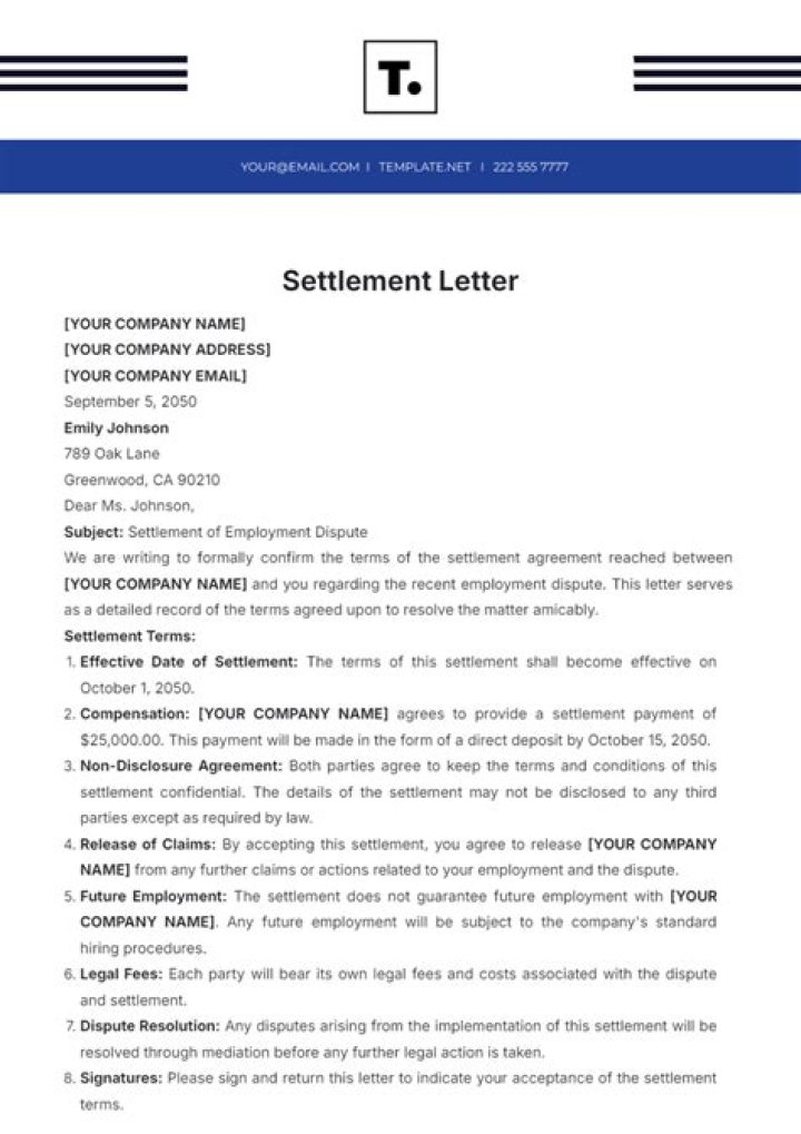 How do I write a settlement agreement?
