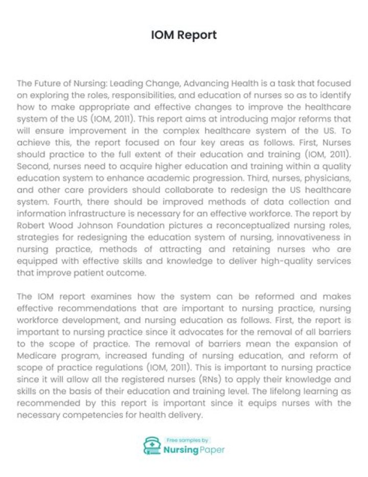 How does the IOM report affect nursing