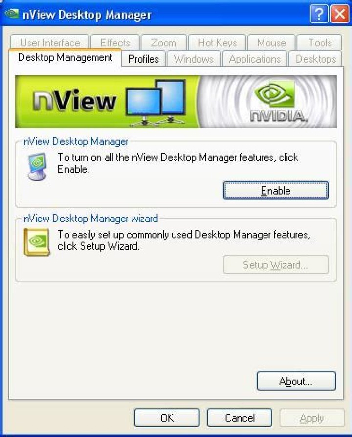 How to disable nView Desktop Manager?