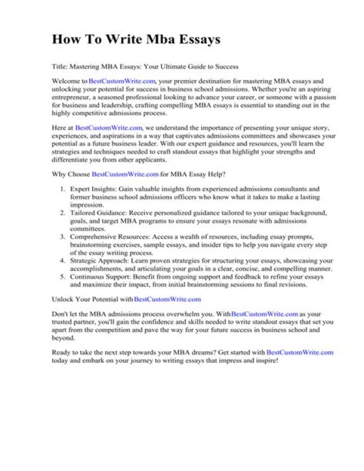 How to Write MBA Essays