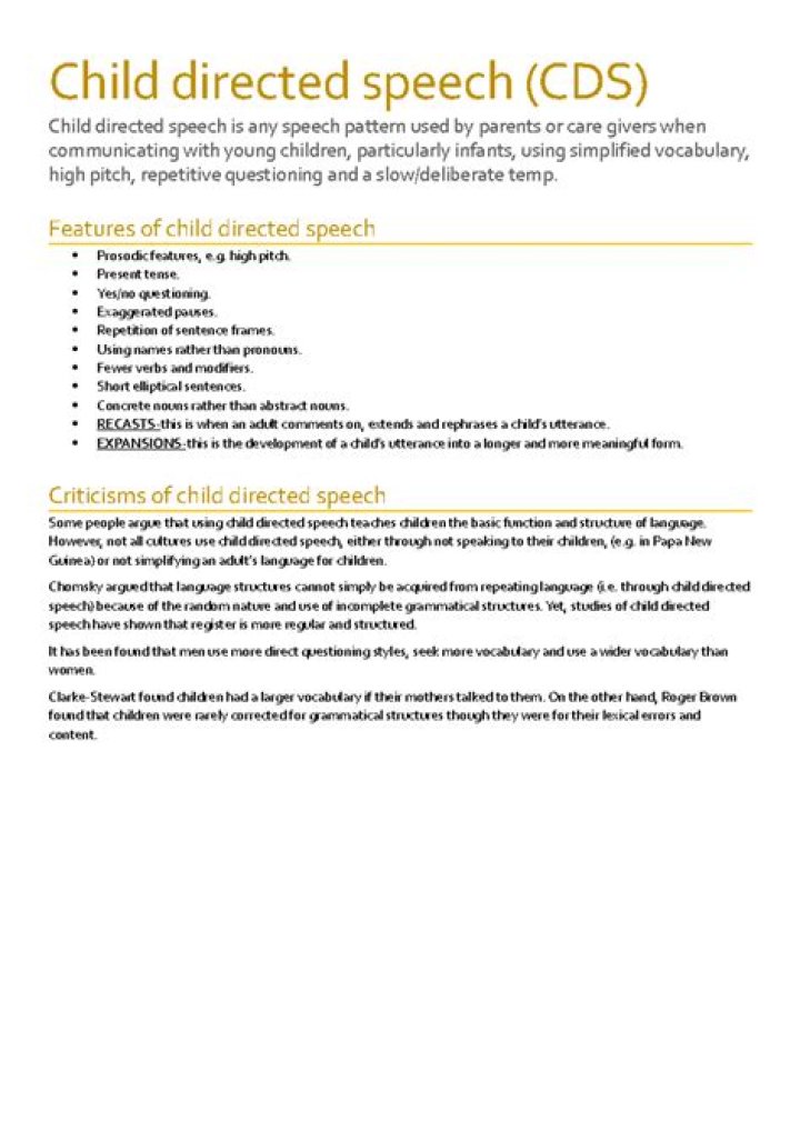 Is child directed speech necessary