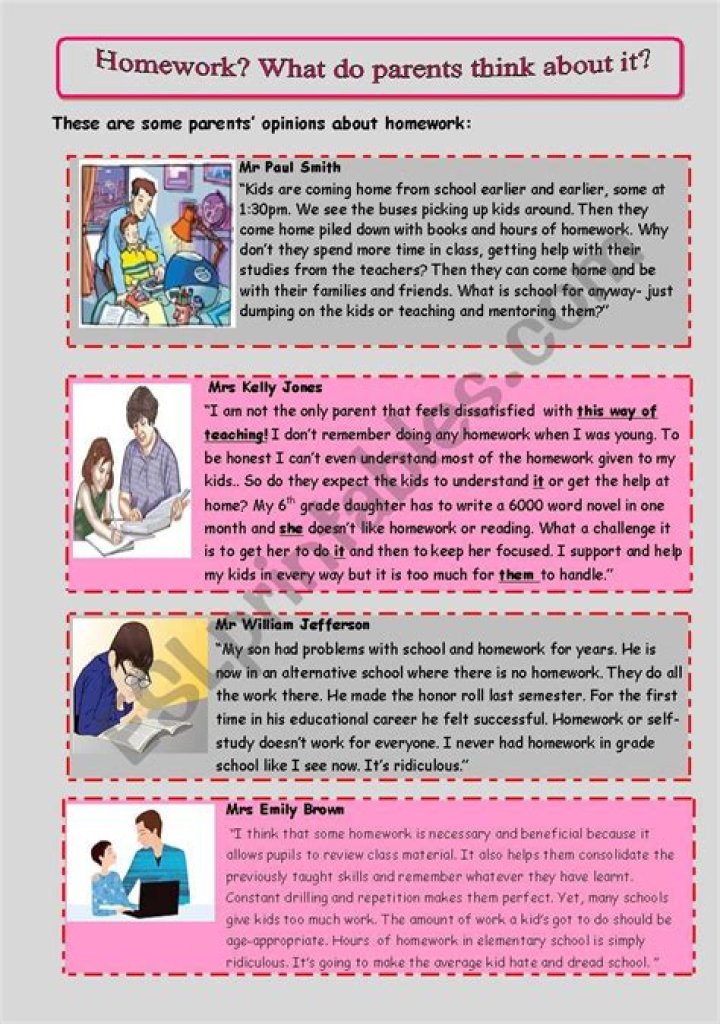 What do parents think about homework?