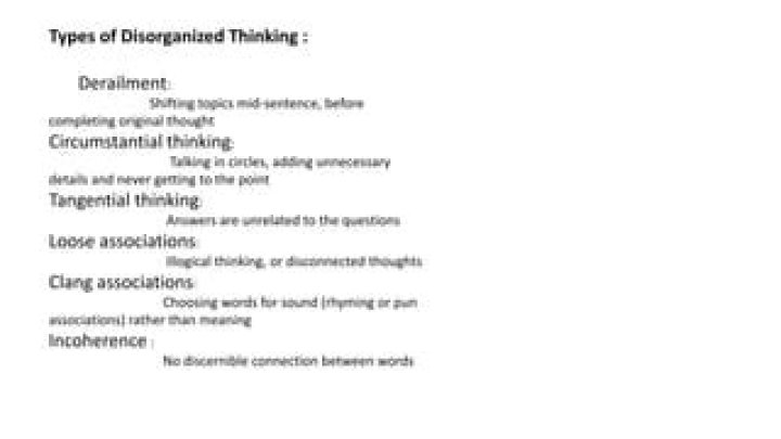 What does disorganized thinking look like?