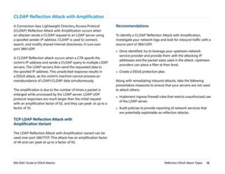 What is a DDoS using a LDAP reflection attack