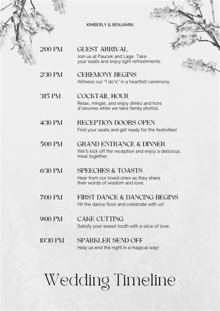 What is a typical wedding schedule?