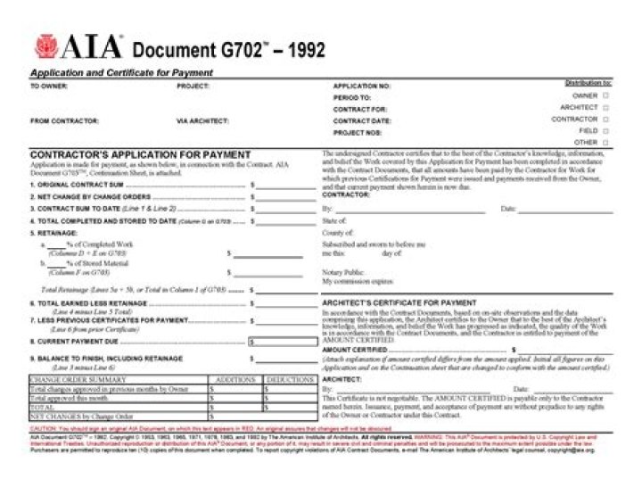 What is an AIA document G702?