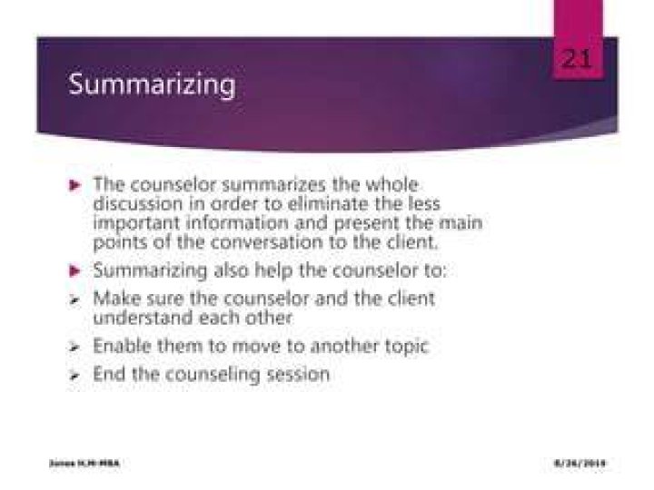 What is summarizing in counseling