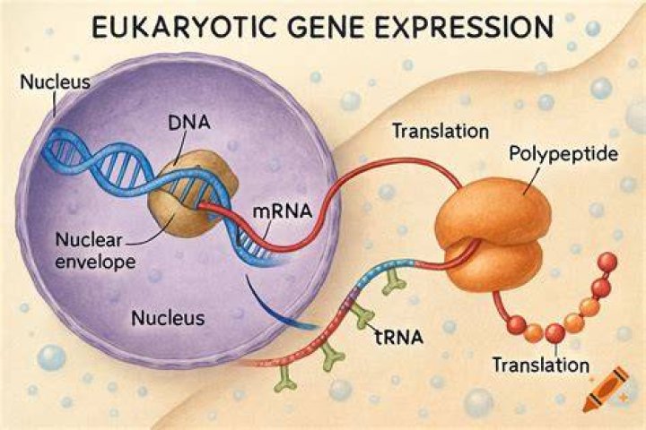 Where in a eukaryotic cell does gene expression begin?