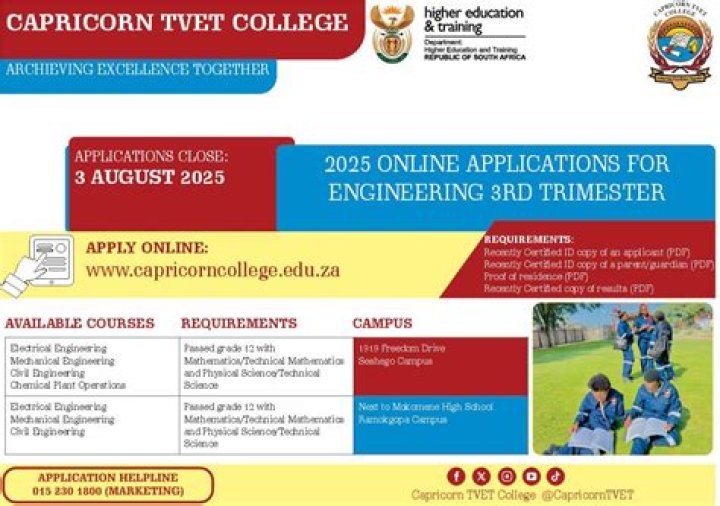 Which courses does Capricorn college offer?