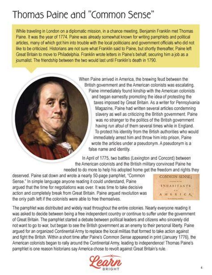 Why did Thomas Paine write the pamphlet?